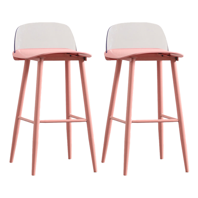 Modern Armless Backrest Counter Stool Iron Kitchen Bar Stool with Acrylic Seat and Pedal