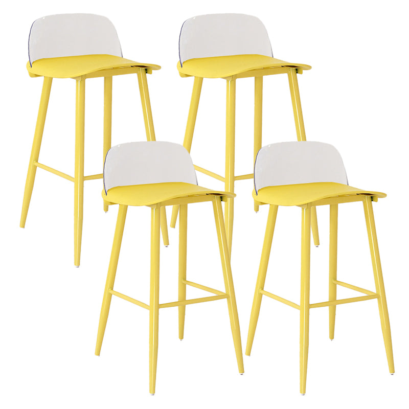 Modern Armless Backrest Counter Stool Iron Kitchen Bar Stool with Acrylic Seat and Pedal