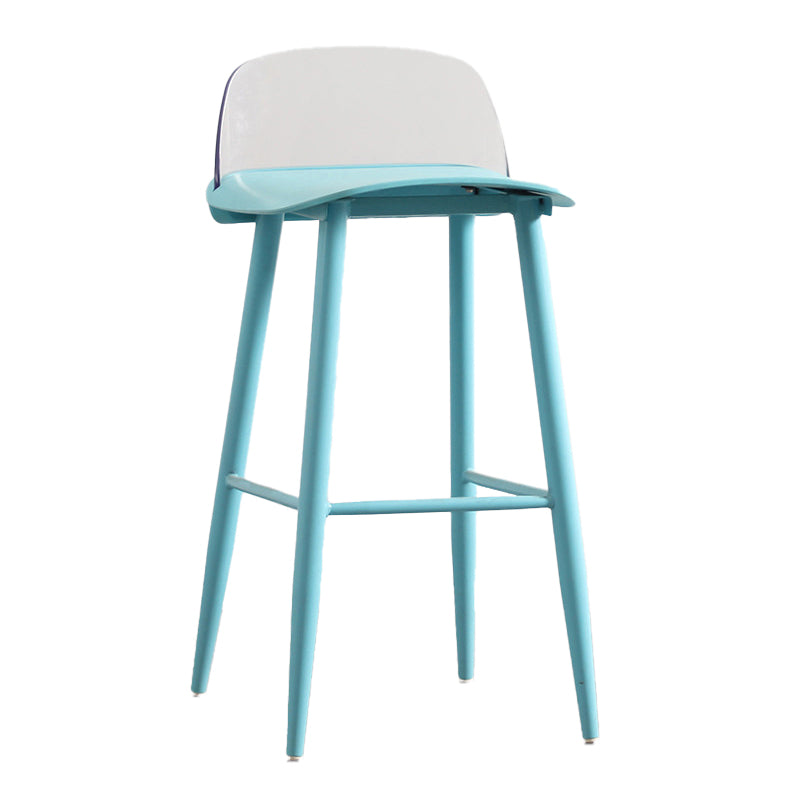 Modern Armless Backrest Counter Stool Iron Kitchen Bar Stool with Acrylic Seat and Pedal