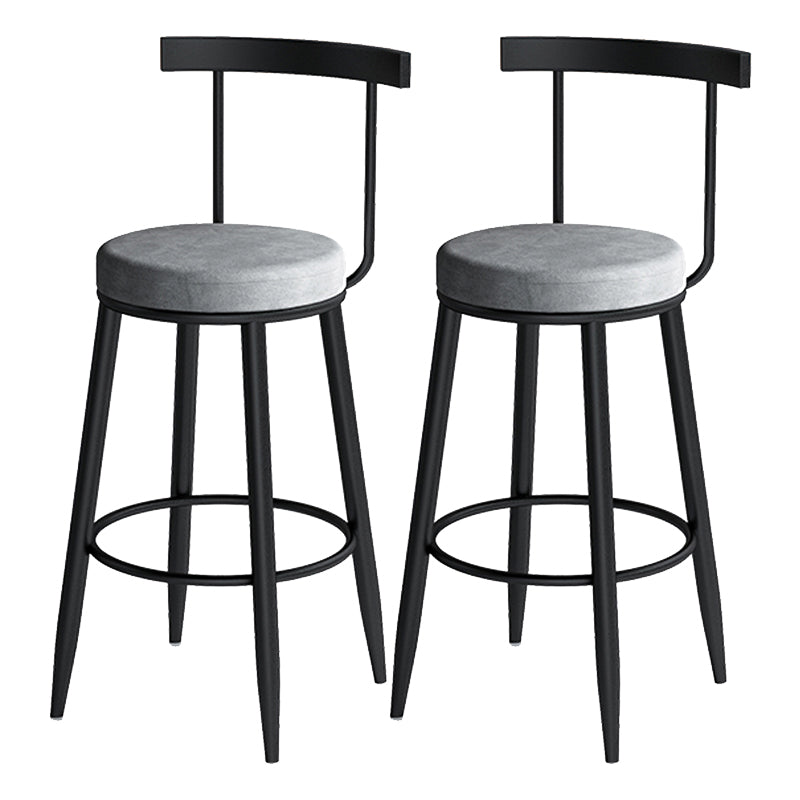 Modern Armless Backrest Counter Stool Iron Cafe Bar Stool with Velvet Cushion