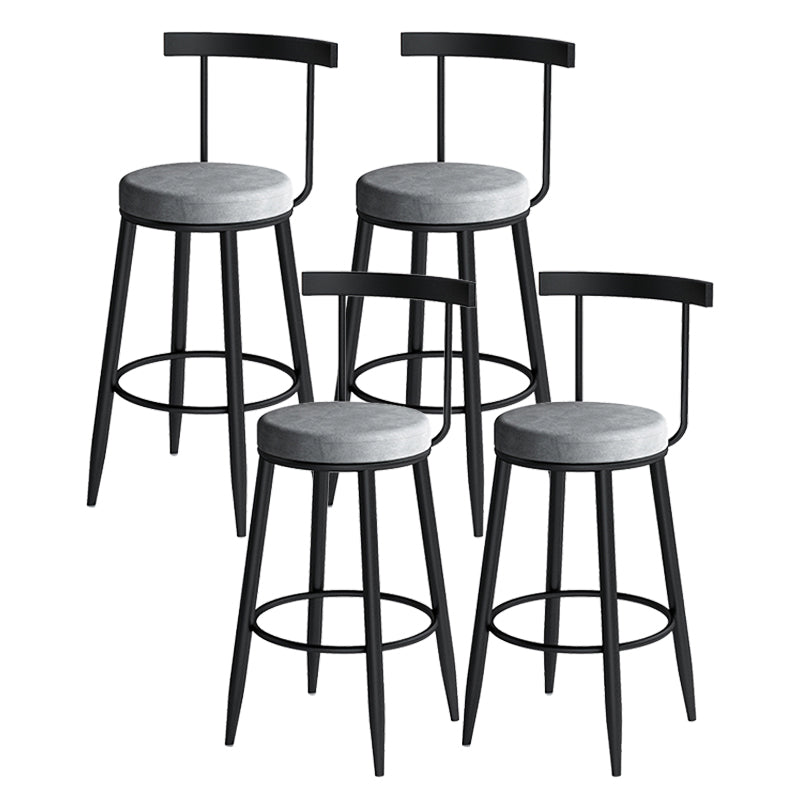 Modern Armless Backrest Counter Stool Iron Cafe Bar Stool with Velvet Cushion