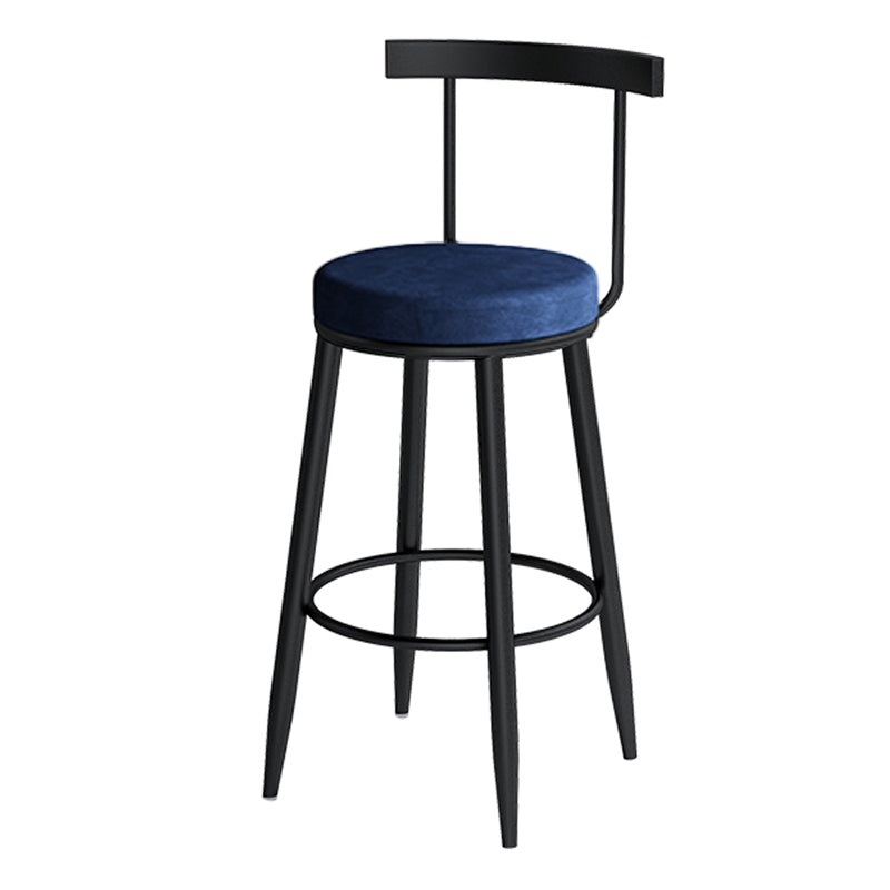 Modern Armless Backrest Counter Stool Iron Cafe Bar Stool with Velvet Cushion