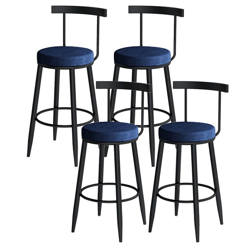 Modern Armless Backrest Counter Stool Iron Cafe Bar Stool with Velvet Cushion