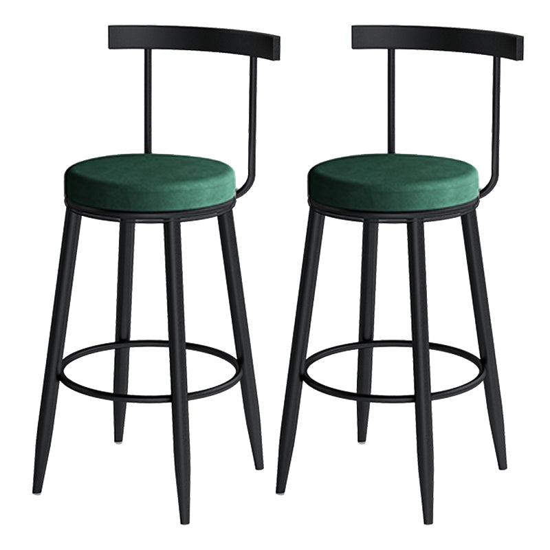Modern Armless Backrest Counter Stool Iron Cafe Bar Stool with Velvet Cushion