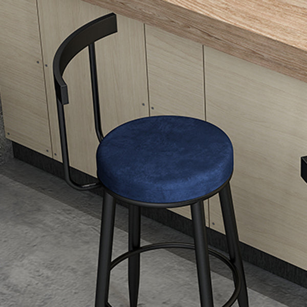 Modern Armless Backrest Counter Stool Iron Cafe Bar Stool with Velvet Cushion