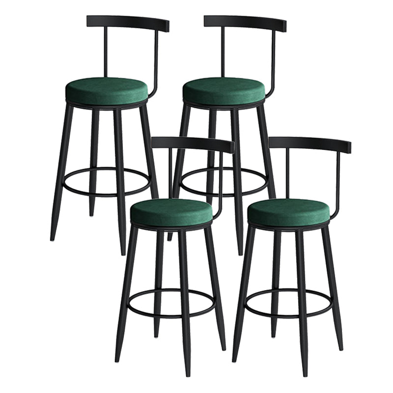 Modern Armless Backrest Counter Stool Iron Cafe Bar Stool with Velvet Cushion