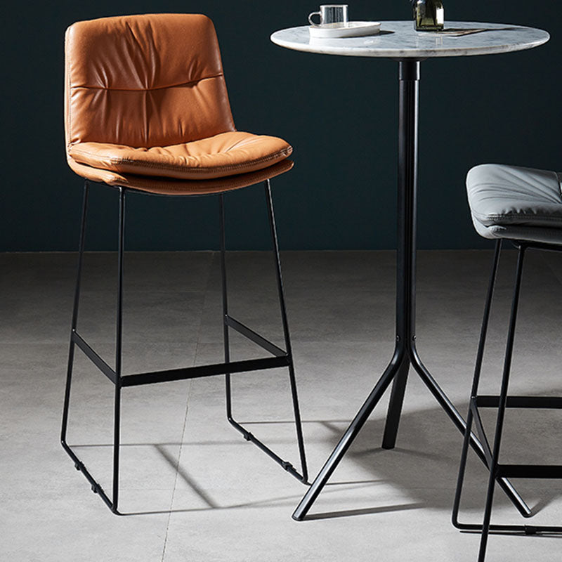 Scandinavian Matte Finish Leather Barstool Restaurant Upholstered Stool