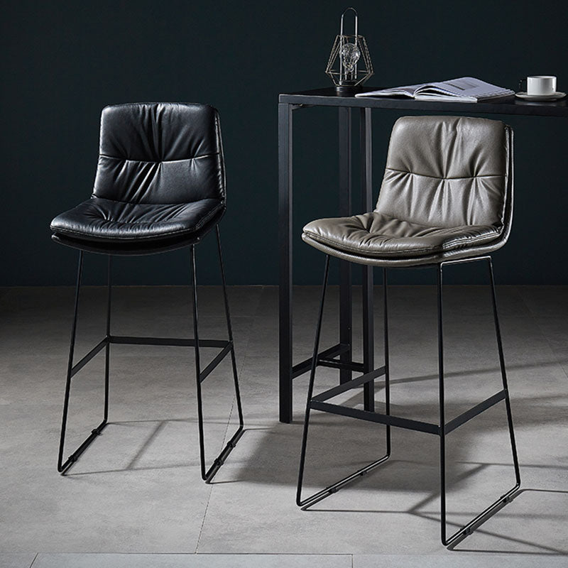 Scandinavian Matte Finish Leather Barstool Restaurant Upholstered Stool