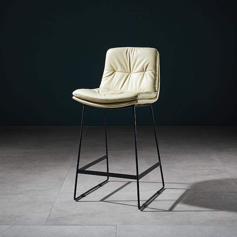 Scandinavian Matte Finish Leather Barstool Restaurant Upholstered Stool