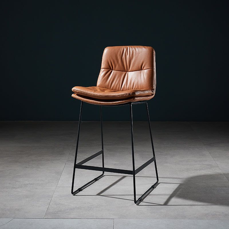 Scandinavian Matte Finish Leather Barstool Restaurant Upholstered Stool