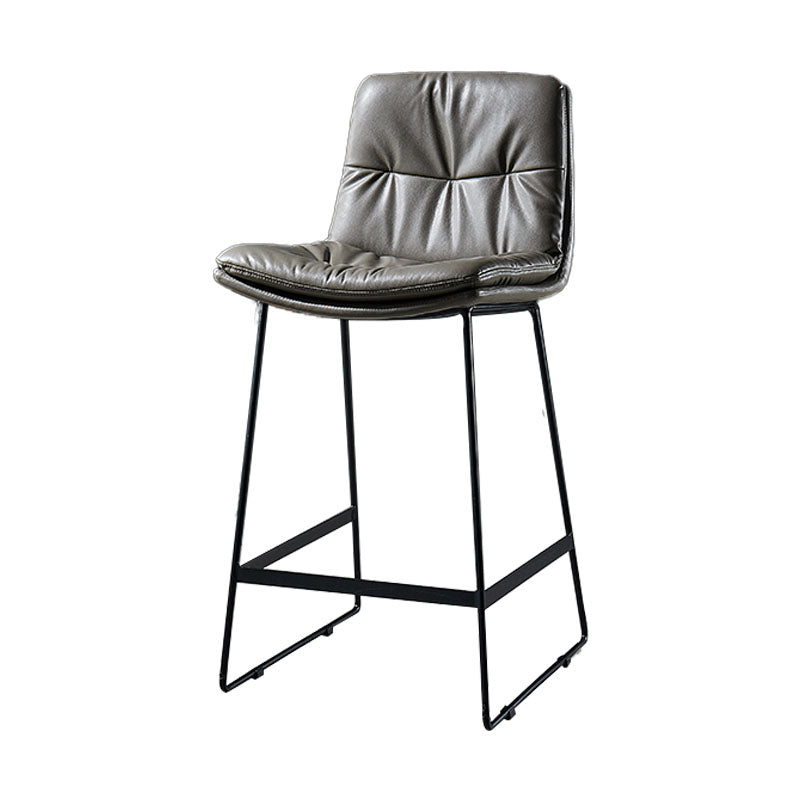 Scandinavian Matte Finish Leather Barstool Restaurant Upholstered Stool