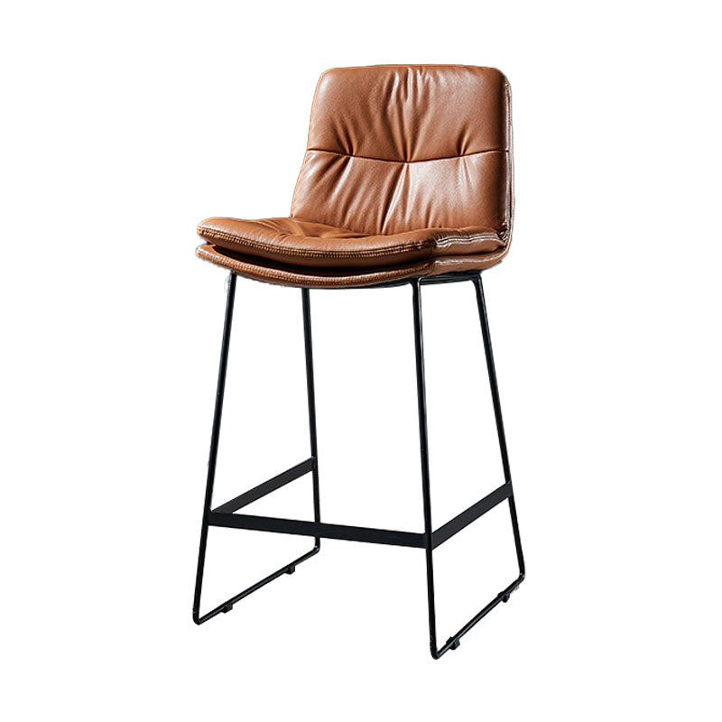 Scandinavian Matte Finish Leather Barstool Restaurant Upholstered Stool