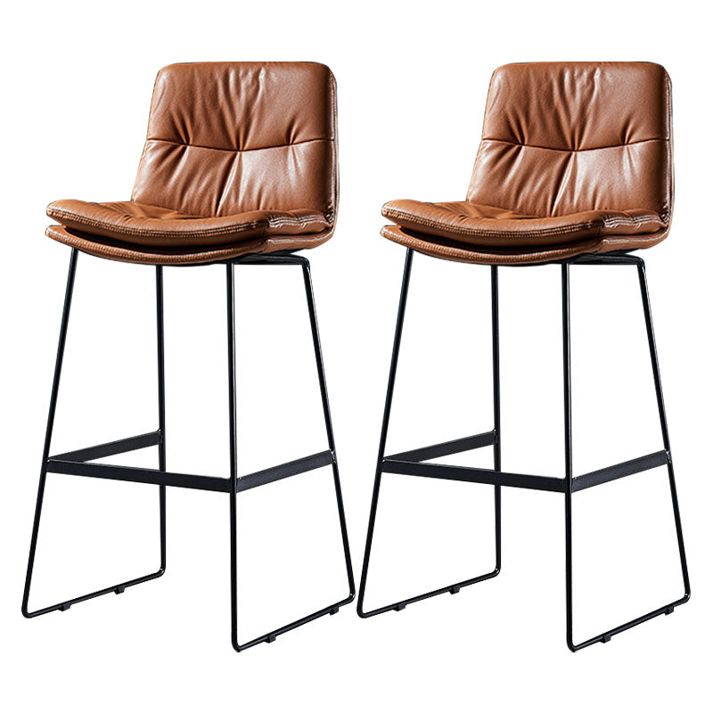 Scandinavian Matte Finish Leather Barstool Restaurant Upholstered Stool