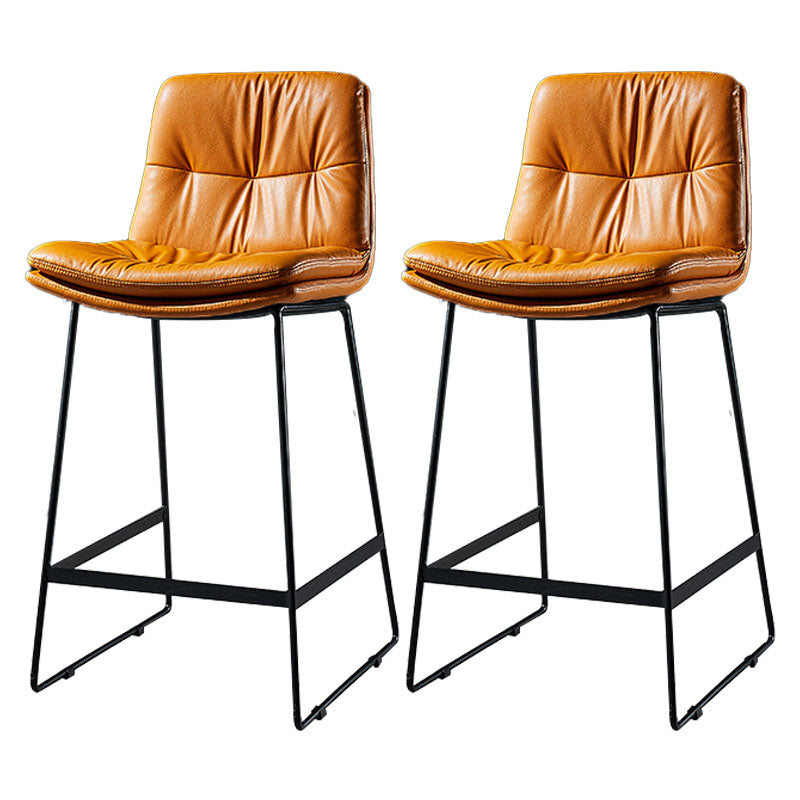 Scandinavian Matte Finish Leather Barstool Restaurant Upholstered Stool