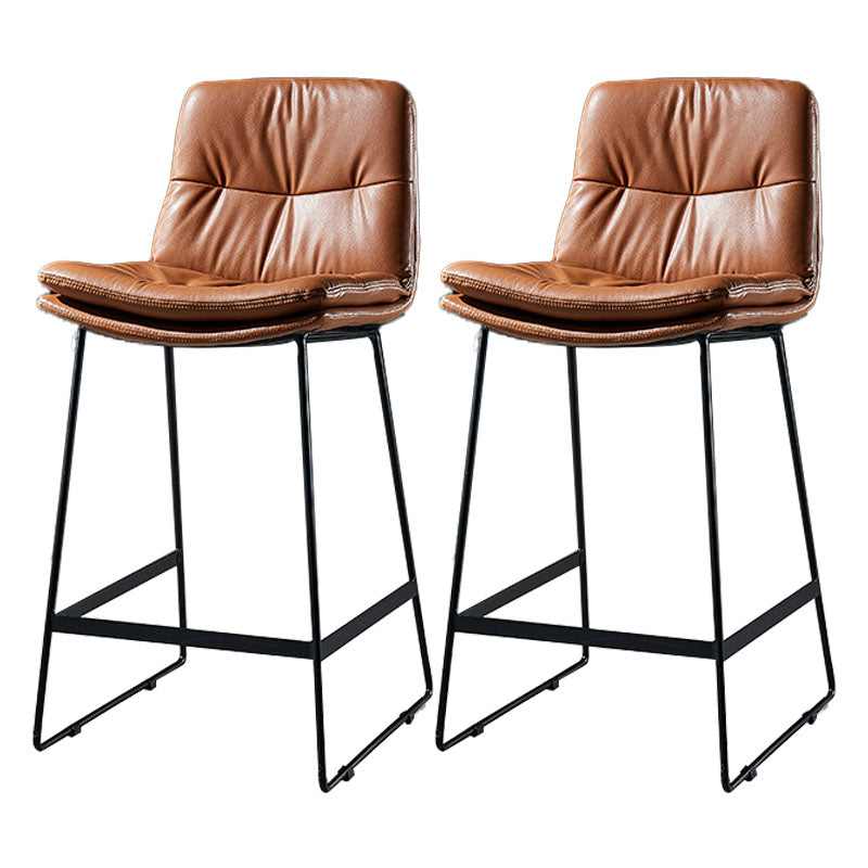 Scandinavian Matte Finish Leather Barstool Restaurant Upholstered Stool