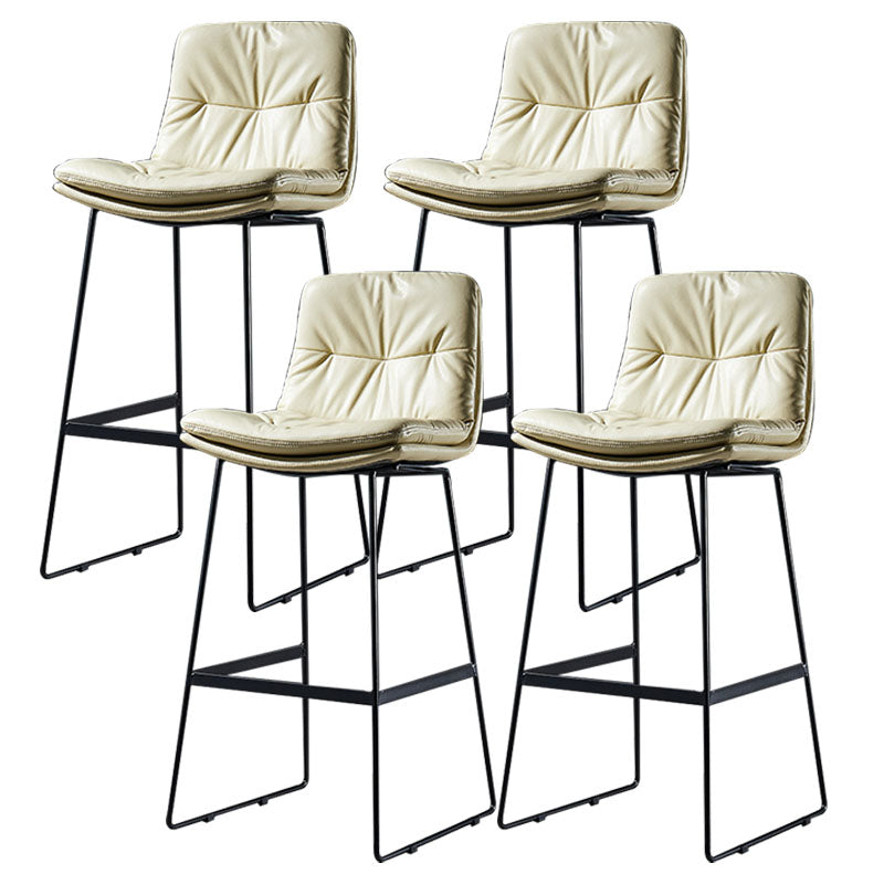 Scandinavian Matte Finish Leather Barstool Restaurant Upholstered Stool