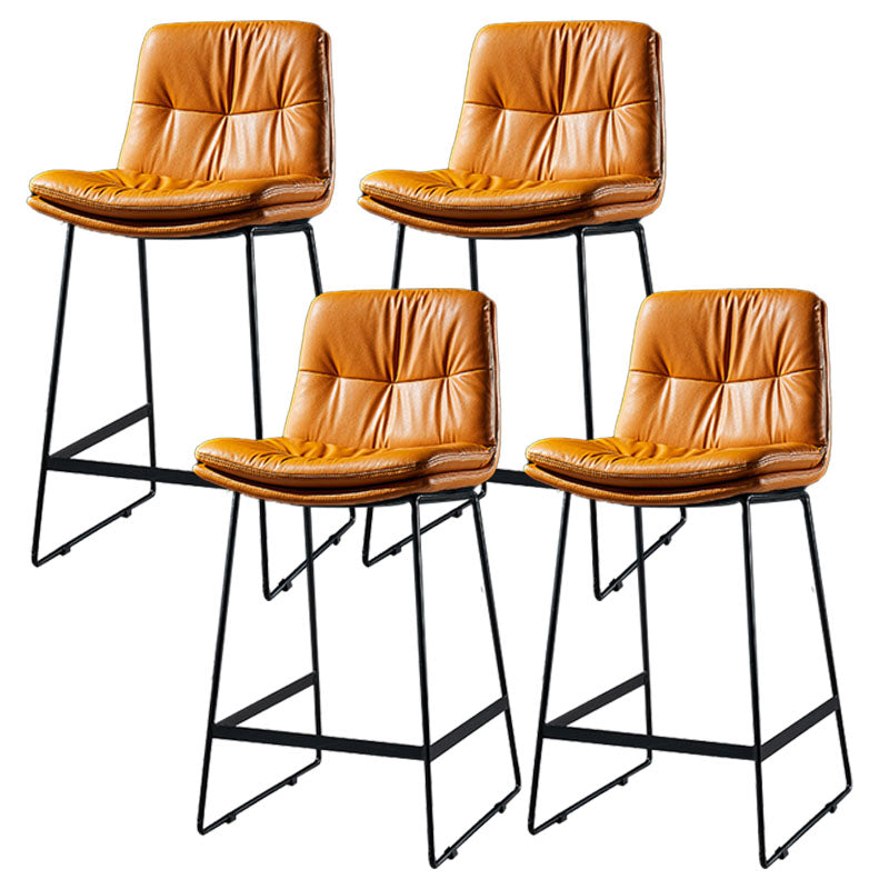 Scandinavian Matte Finish Leather Barstool Restaurant Upholstered Stool