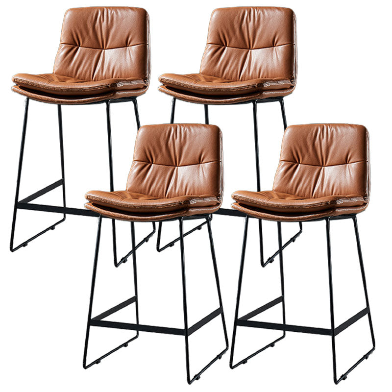 Scandinavian Matte Finish Leather Barstool Restaurant Upholstered Stool