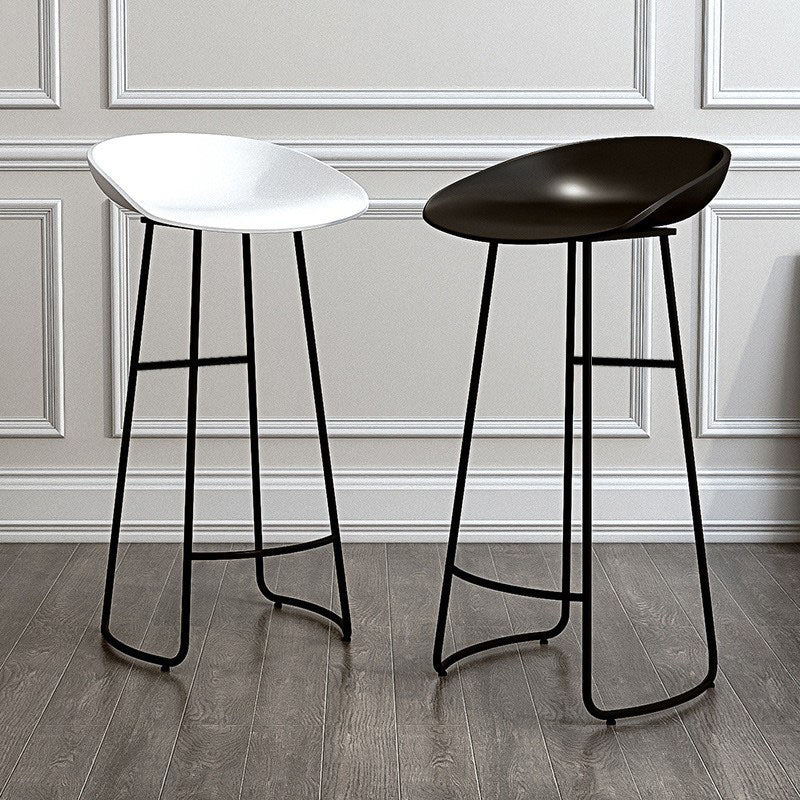 Modern Armless Backrest Counter Stool Iron Kitchen Bar Stool with Acrylic Seat