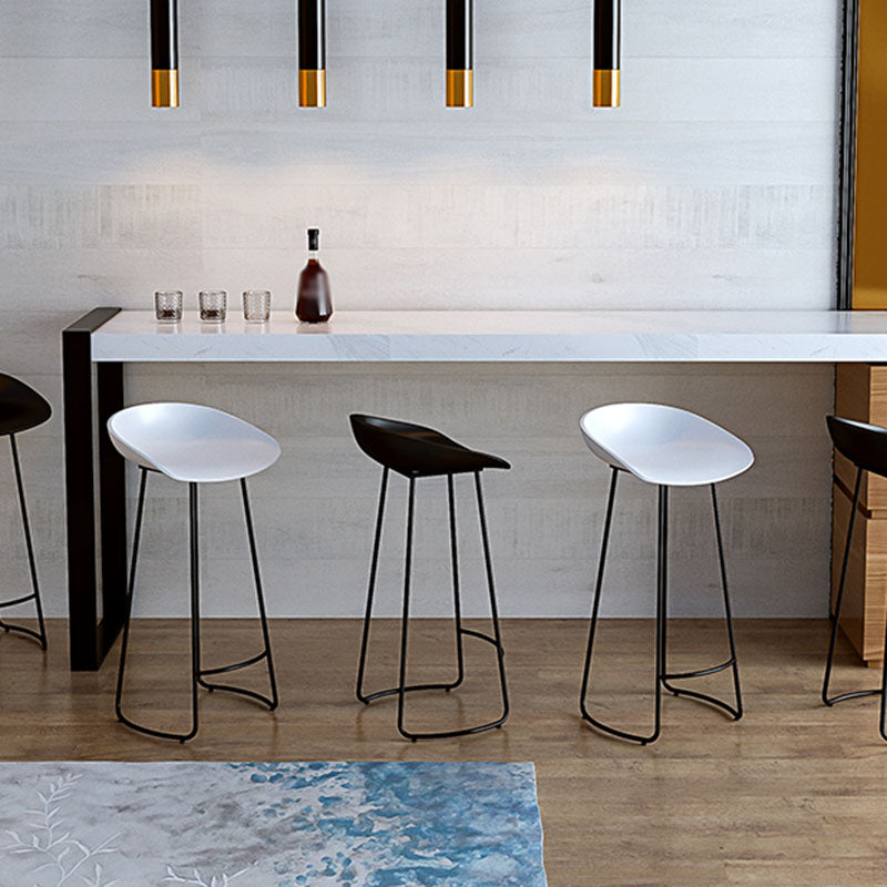 Modern Armless Backrest Counter Stool Iron Kitchen Bar Stool with Acrylic Seat
