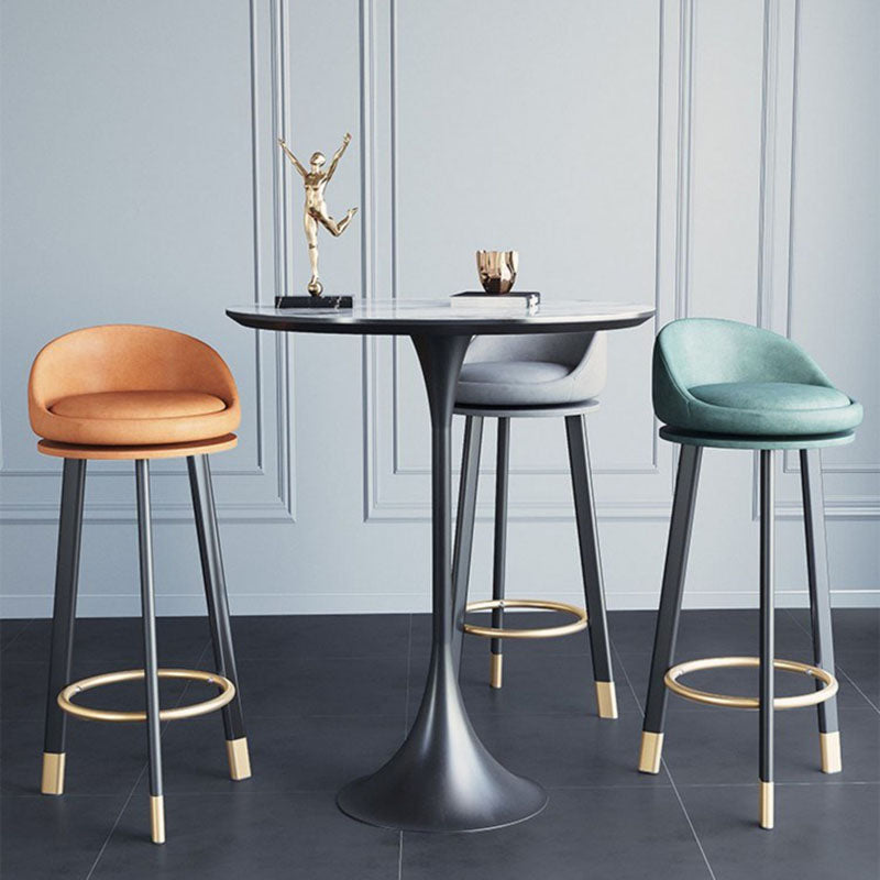 Scandinavian Swivel Upholstered Counter Height Stool Matte Finish Restaurant Barstool