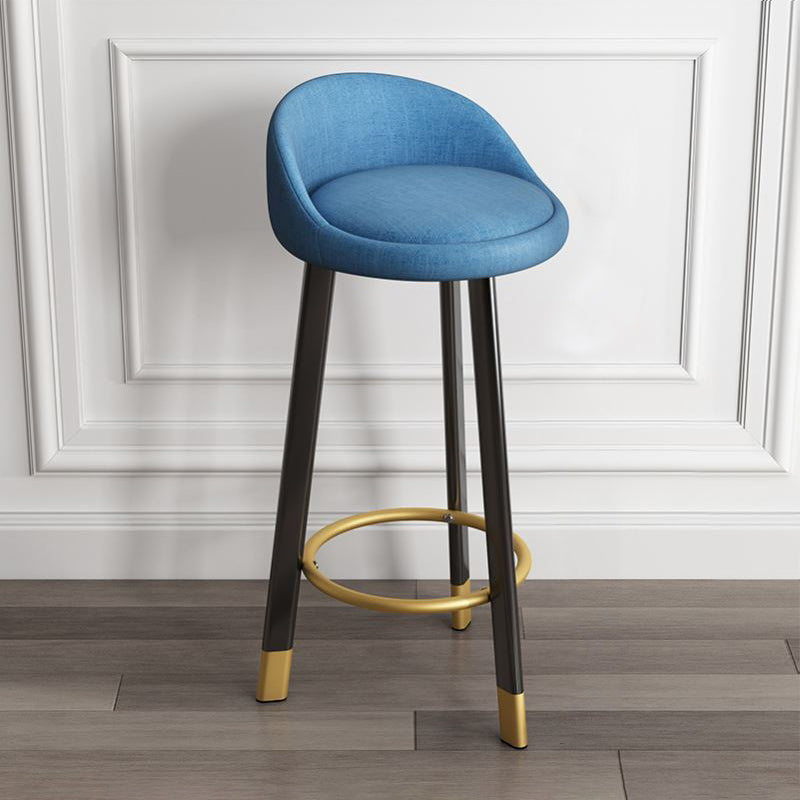 Modern Armless Backrest Counter Stool Steel Cashier Bar Stool with Cushion and Pedal