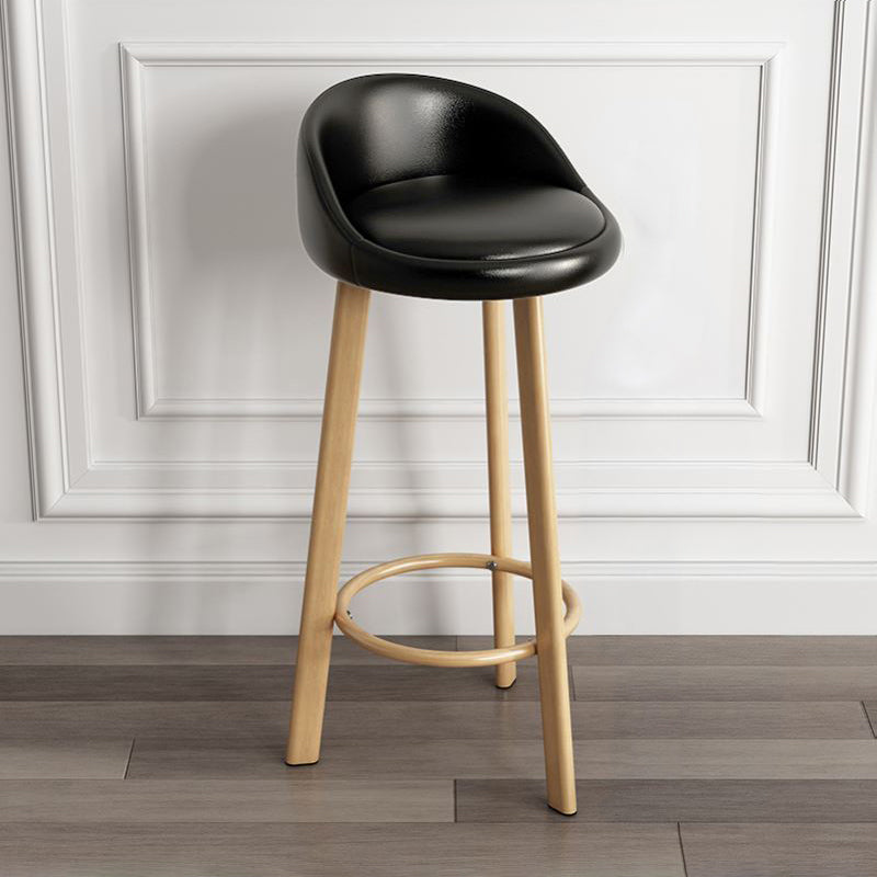 Modern Armless Backrest Counter Stool Steel Cashier Bar Stool with Cushion and Pedal
