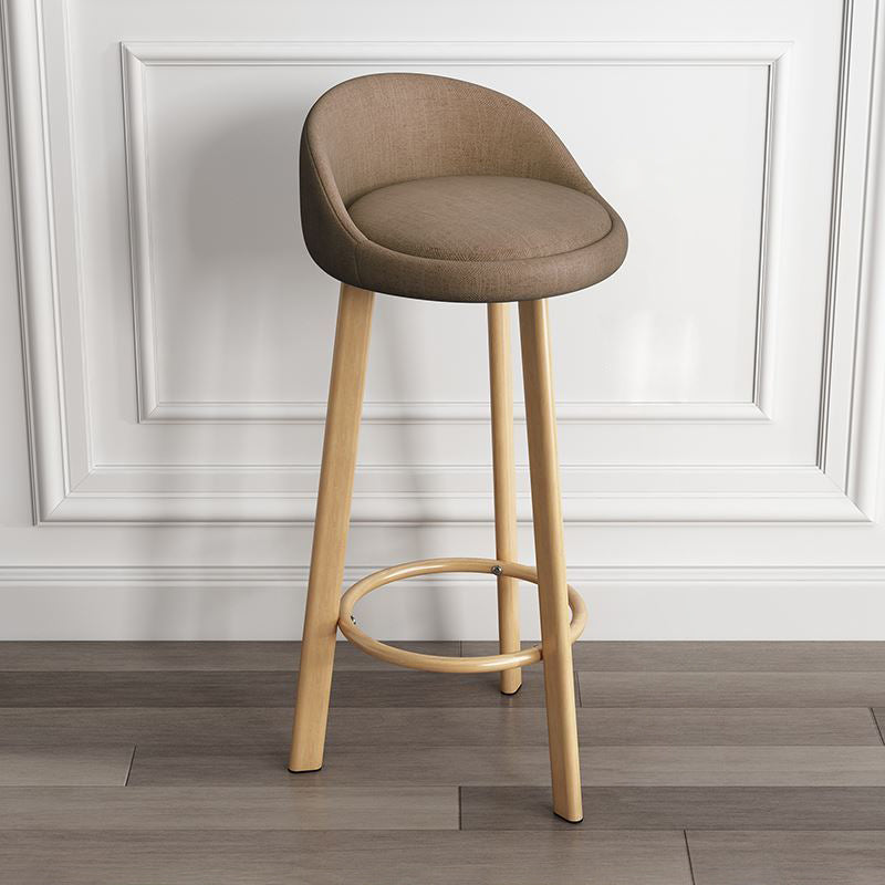 Modern Armless Backrest Counter Stool Steel Cashier Bar Stool with Cushion and Pedal