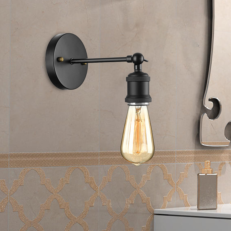 Finition noire / laiton 1 lampe à tête lampe industrielle en métal mini éclairage d'applications avec une ampoule nue pour la chambre