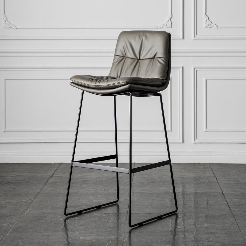 Scandinavian Low Back Home Stool Matte Finish Upholstered Barstool