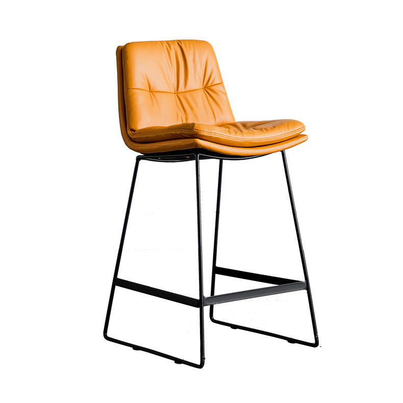 Scandinavian Low Back Home Stool Matte Finish Upholstered Barstool