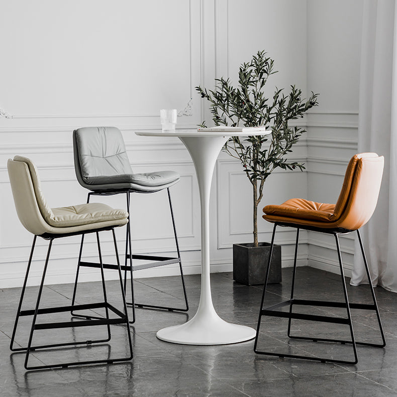 Scandinavian Low Back Home Stool Matte Finish Upholstered Barstool