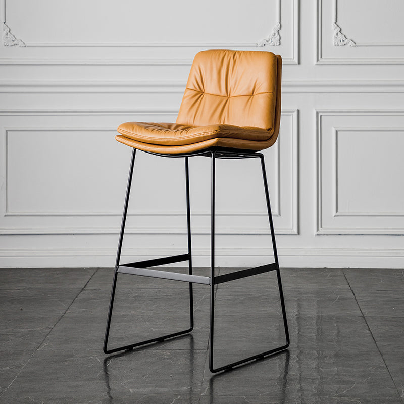 Scandinavian Low Back Home Stool Matte Finish Upholstered Barstool