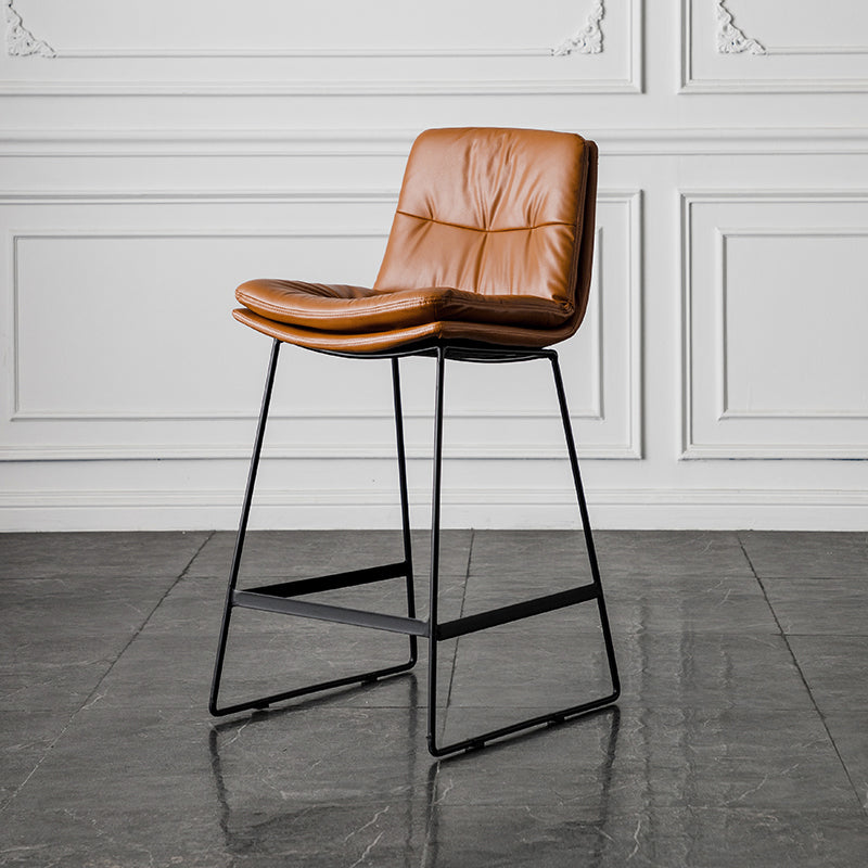 Scandinavian Low Back Home Stool Matte Finish Upholstered Barstool