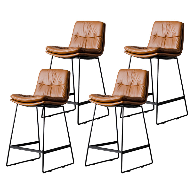 Scandinavian Low Back Home Stool Matte Finish Upholstered Barstool