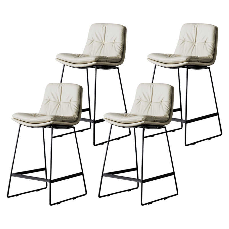 Scandinavian Low Back Home Stool Matte Finish Upholstered Barstool