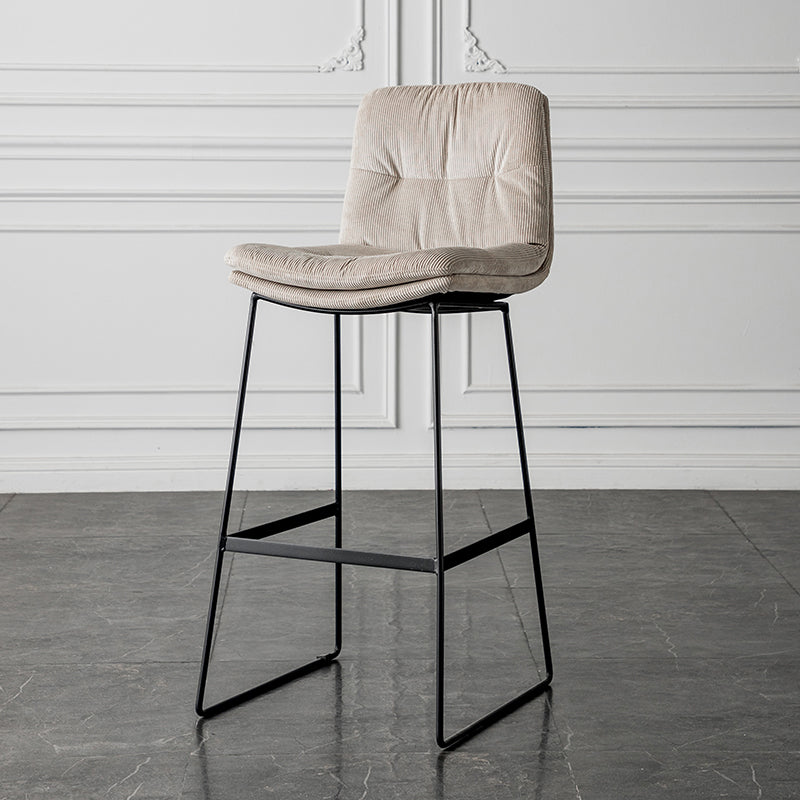 Scandinavian Low Back Home Stool Matte Finish Upholstered Barstool