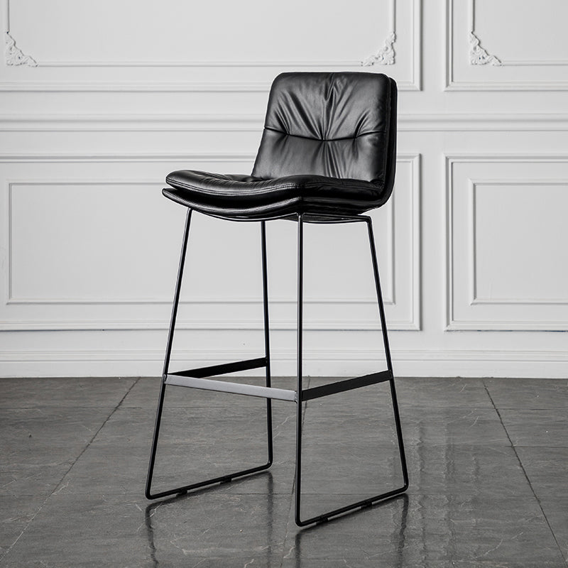 Scandinavian Low Back Home Stool Matte Finish Upholstered Barstool