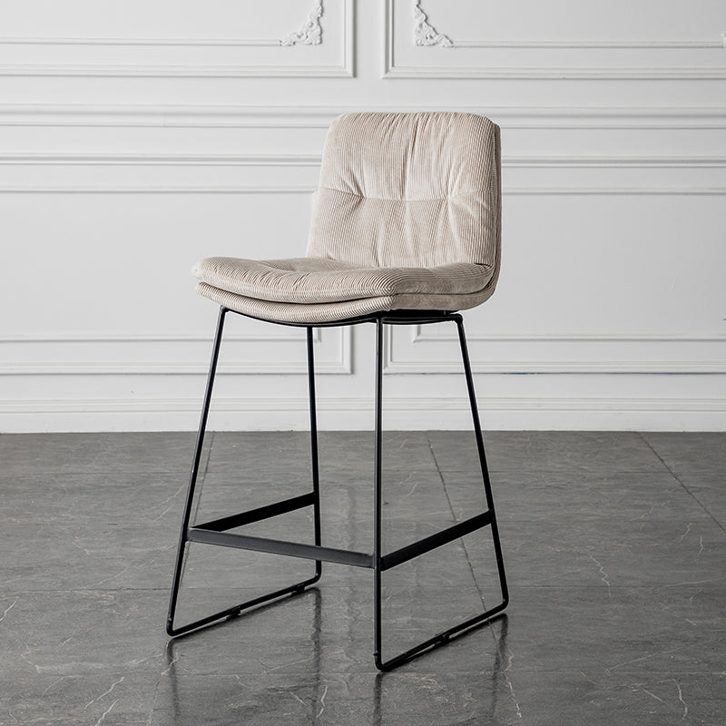 Scandinavian Low Back Home Stool Matte Finish Upholstered Barstool