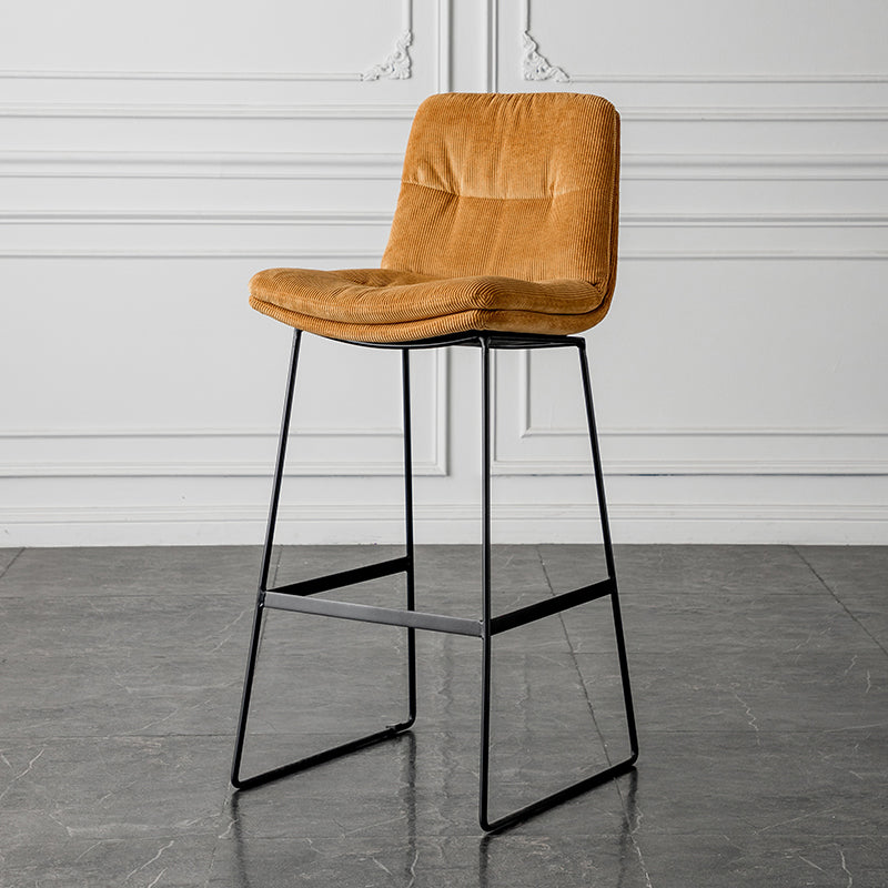 Scandinavian Low Back Home Stool Matte Finish Upholstered Barstool