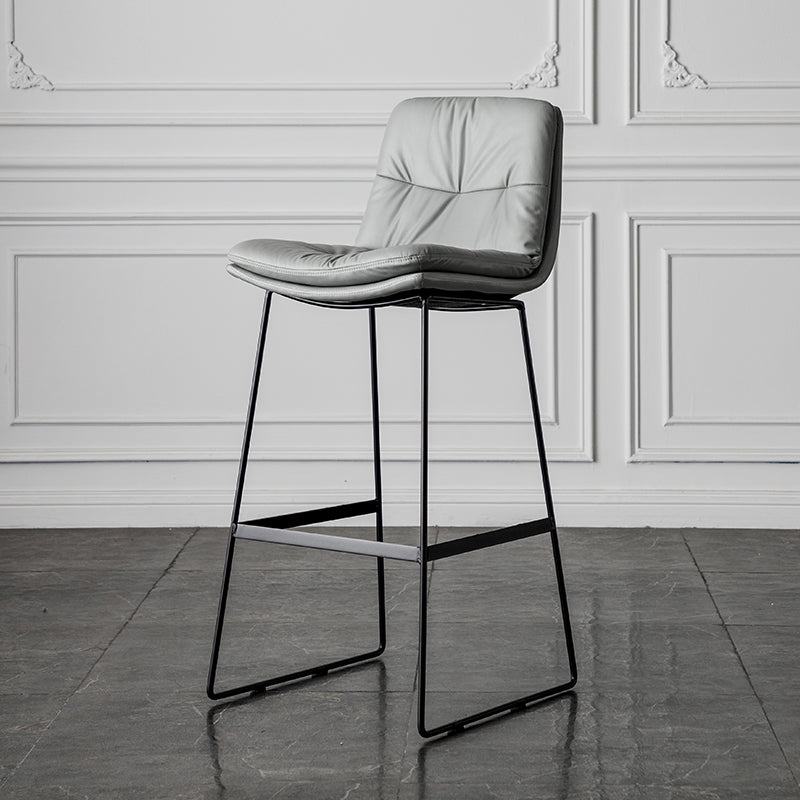 Scandinavian Low Back Home Stool Matte Finish Upholstered Barstool