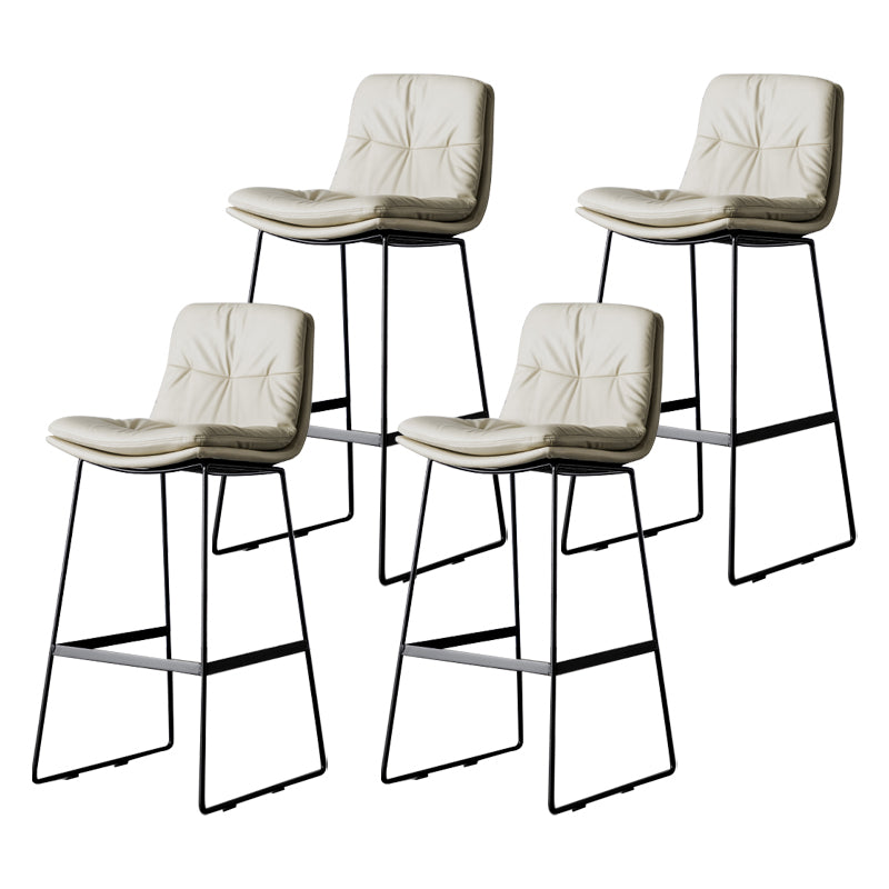 Scandinavian Low Back Home Stool Matte Finish Upholstered Barstool