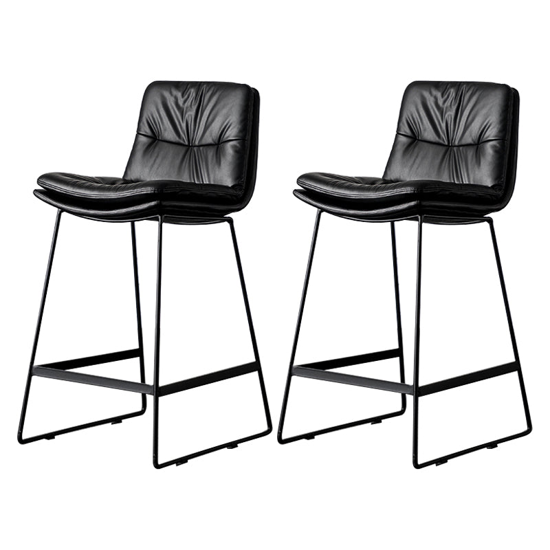 Scandinavian Low Back Home Stool Matte Finish Upholstered Barstool