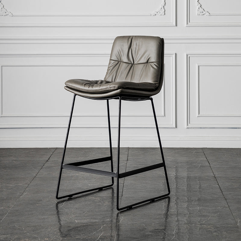 Scandinavian Low Back Home Stool Matte Finish Upholstered Barstool