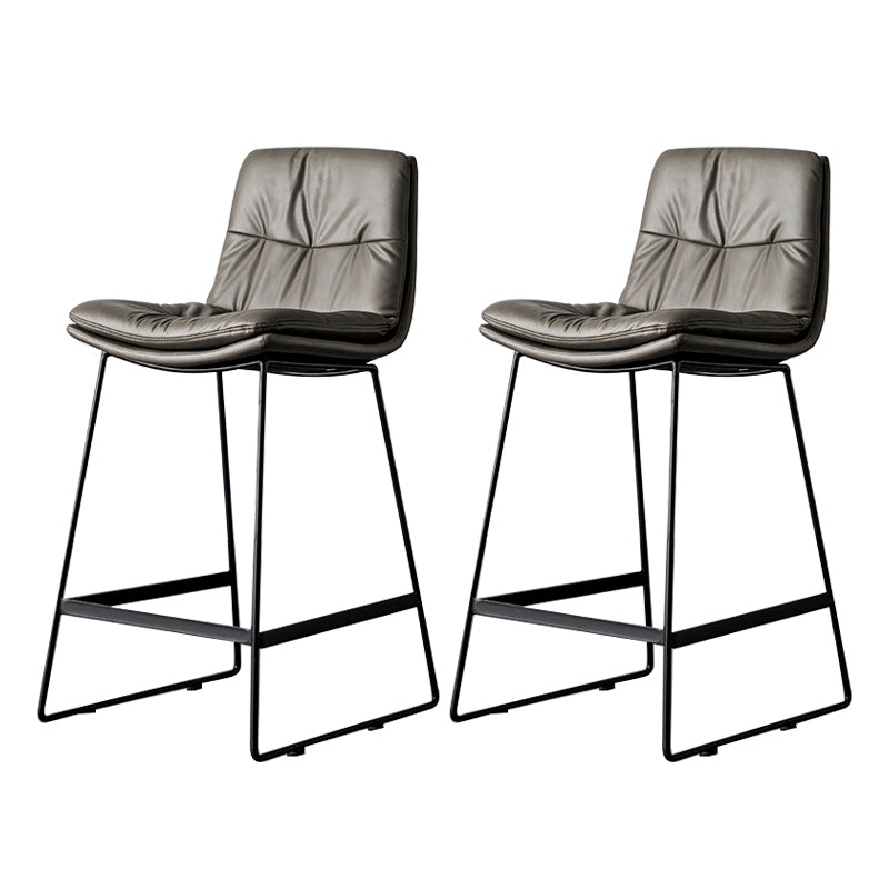 Scandinavian Low Back Home Stool Matte Finish Upholstered Barstool