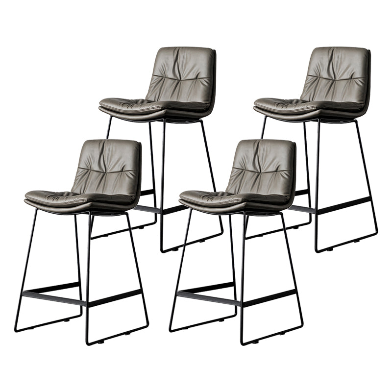 Scandinavian Low Back Home Stool Matte Finish Upholstered Barstool