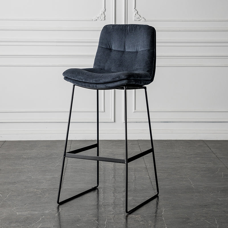 Scandinavian Low Back Home Stool Matte Finish Upholstered Barstool