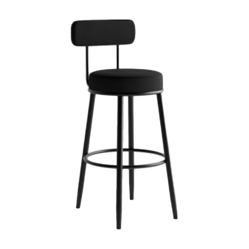Industrial Backrest Counter Stool Iron Cafe Bar Stool with Pedal and Velvet Cushion