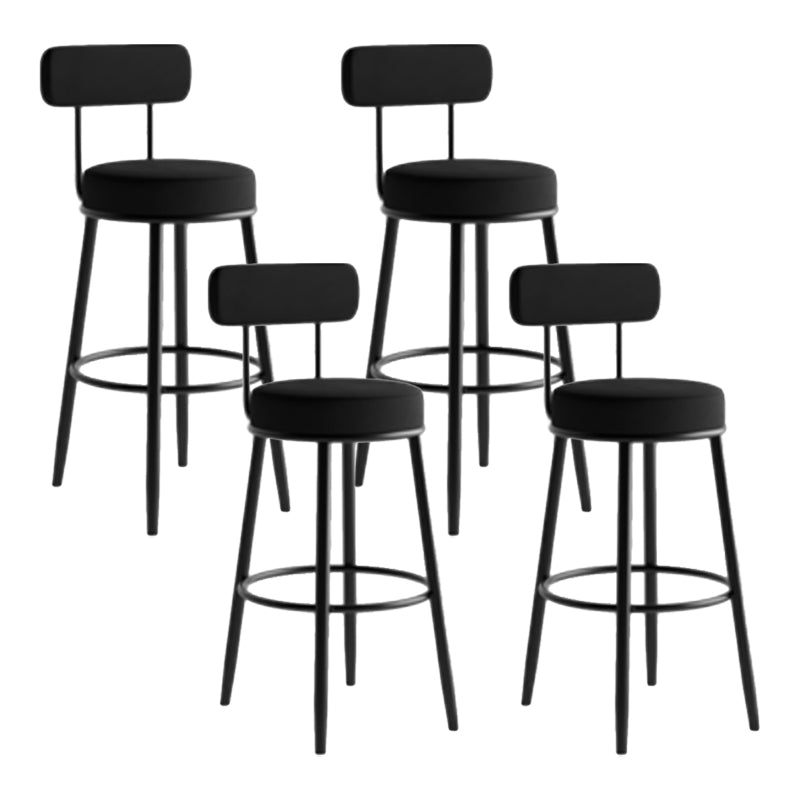 Industrial Backrest Counter Stool Iron Cafe Bar Stool with Pedal and Velvet Cushion