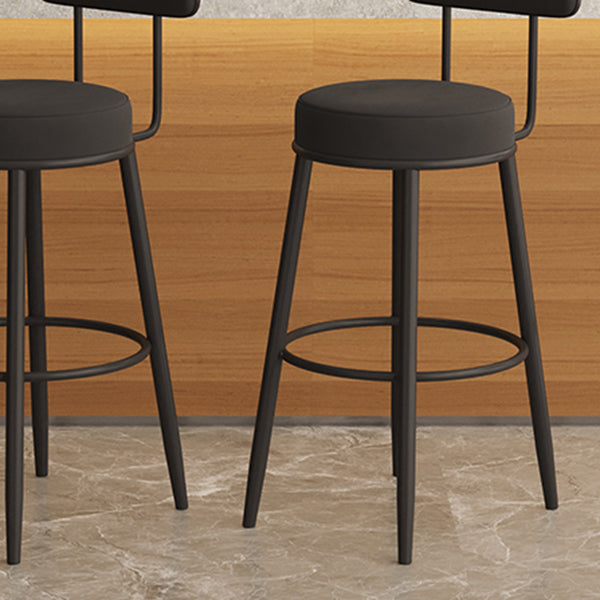 Industrial Backrest Counter Stool Iron Cafe Bar Stool with Pedal and Velvet Cushion